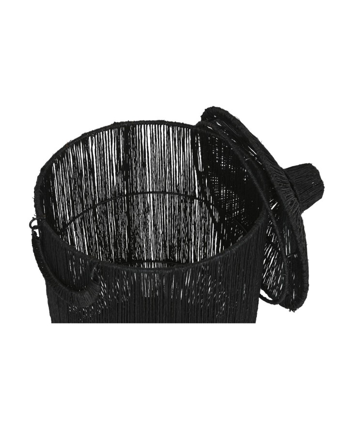 Set di Cestini Home ESPRIT Nero Juta Metallo (2 Pezzi)