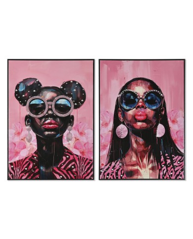 Quadro Home ESPRIT Rosa Moderno chica Laccato 50 x 3 x 70 cm (2 Unità)