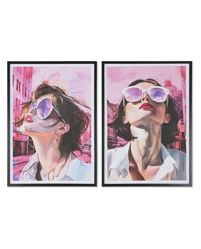 Quadro Home ESPRIT Rosa Donna Moderno 50 x 2,5 x 70 cm (2 Unità)