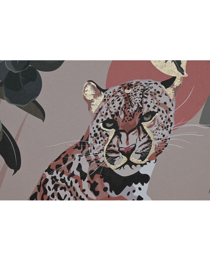 Quadro Home ESPRIT Rosso Verde Coloniale Dorato Giungla 45 x 2,5 x 60 cm (2 Unità)