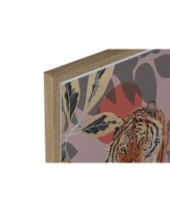 Quadro Home ESPRIT Rosso Verde Coloniale Dorato Giungla 45 x 2,5 x 60 cm (2 Unità)