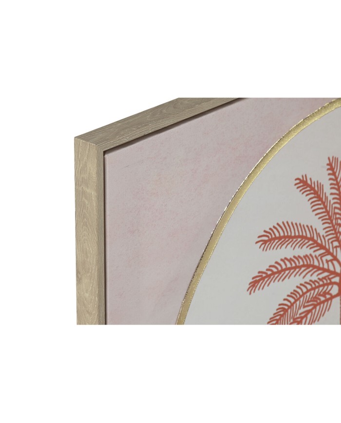 Quadro Home ESPRIT Beige Corallo Palme Coloniale 60 x 2,5 x 60 cm (2 Unità)