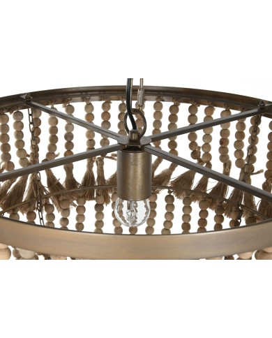 Lampadario Home ESPRIT Marrone Naturale Legno Metallo 50 W 53 x 53 x 123 cm