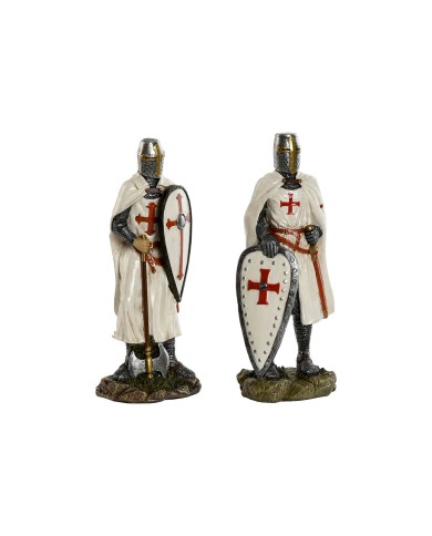 Statua Decorativa Home ESPRIT Bianco Rosso Resina 9 x 8 x 21 cm (2 Unità)