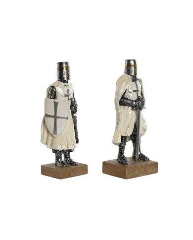 Statua Decorativa Home ESPRIT Bianco Argentato Resina 10 x 8 x 25 cm (2 Unità)