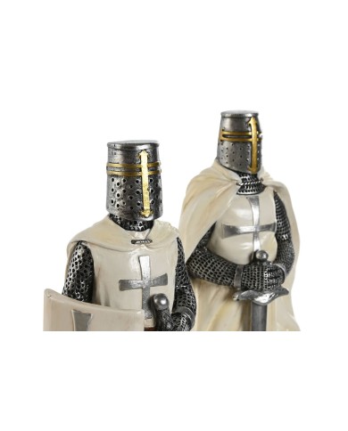 Statua Decorativa Home ESPRIT Bianco Argentato Resina 10 x 8 x 25 cm (2 Unità)