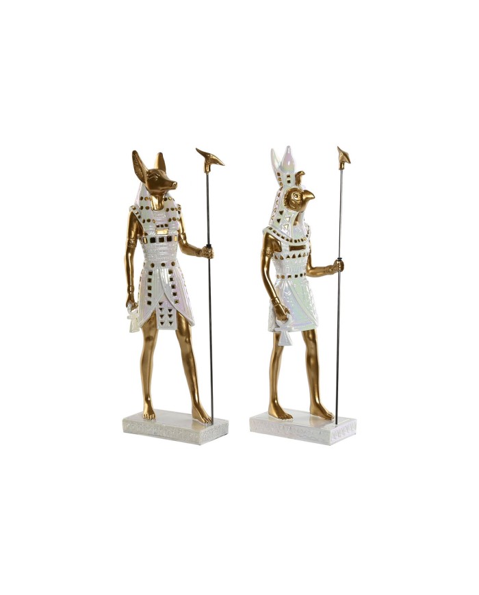 Statua Decorativa Home ESPRIT Bianco Dorato Resina Orientale Egiziano 7 x 11,5 x 36 cm (2 Unità) Statua Decorativa Home ESPRIT Bianco Dorato Resina Orientale Egiziano 7 x 11,5 x 36 cm (2 Unità)