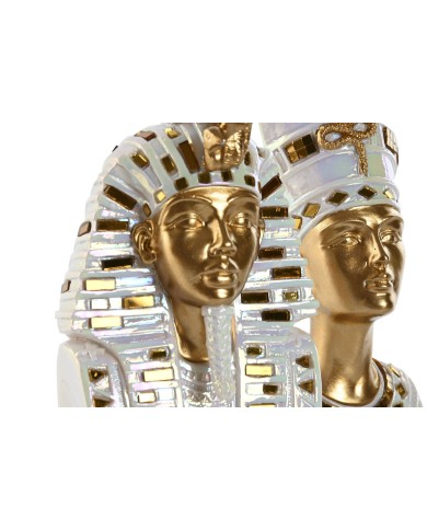 Statua Decorativa Home ESPRIT Bianco Dorato Resina Orientale Egiziano 11 x 8,5 x 17 cm (2 Unità)