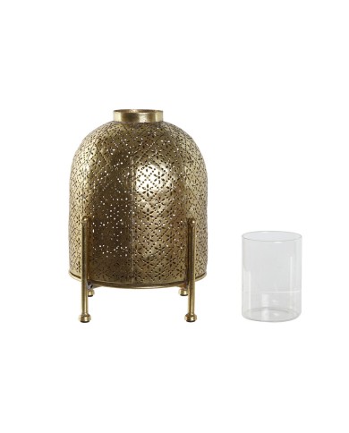 Portacandele Home ESPRIT Dorato Metallo Cristallo 19 x 19 x 24,5 cm