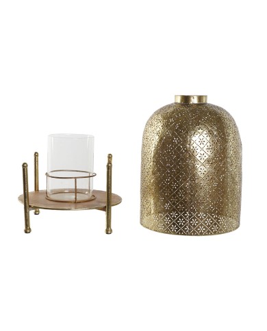 Portacandele Home ESPRIT Dorato Metallo Cristallo 24 x 24 x 33 cm