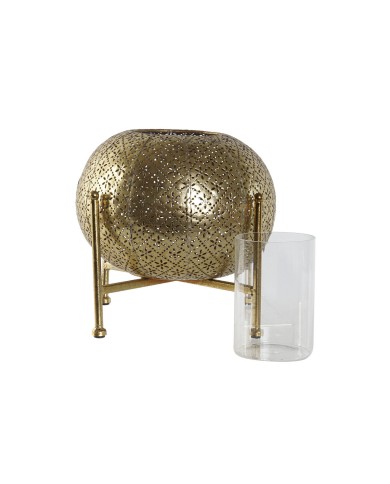 Portacandele Home ESPRIT Dorato Metallo Cristallo 24 x 24 x 20 cm