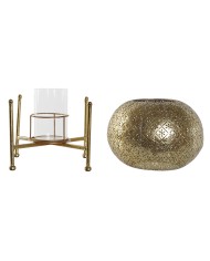 Portacandele Home ESPRIT Dorato Metallo Cristallo 24 x 24 x 20 cm Portacandele Home ESPRIT Dorato Metallo Cristallo 24 x 24 x 20 cm