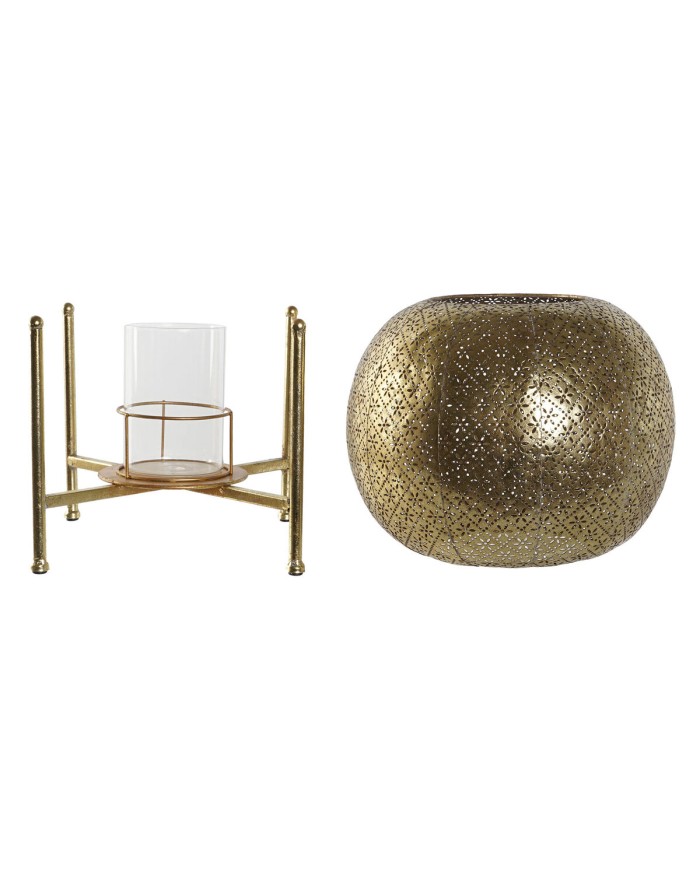 Portacandele Home ESPRIT Dorato Metallo Cristallo 29 x 29 x 26,5 cm Portacandele Home ESPRIT Dorato Metallo Cristallo 29 x 29 x 26,5 cm