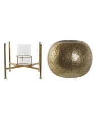 Portacandele Home ESPRIT Dorato Metallo Cristallo 29 x 29 x 26,5 cm Portacandele Home ESPRIT Dorato Metallo Cristallo 29 x 29 x 26,5 cm