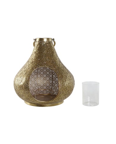 Portacandele Home ESPRIT Dorato Metallo Cristallo 25 x 25 x 26,5 cm