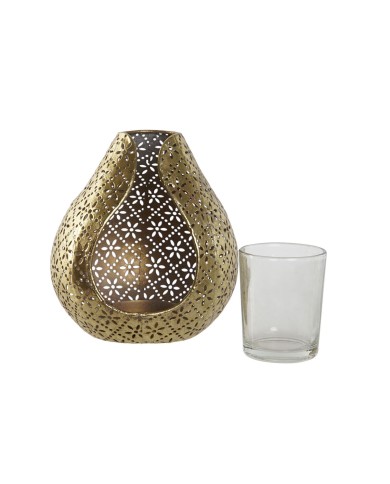 Portacandele Home ESPRIT Dorato Metallo Cristallo 12,5 x 11,5 x 13,5 cm