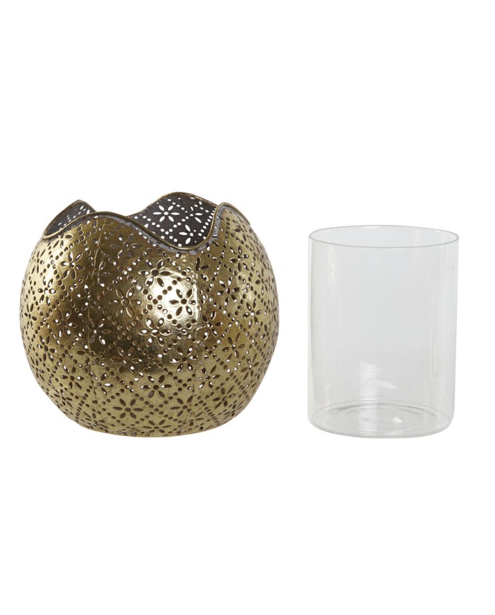 Portacandele Home ESPRIT Dorato Metallo Cristallo 13,5 x 13,5 x 11,5 cm Portacandele Home ESPRIT Dorato Metallo Cristallo 13,5 x 13,5 x 11,5 cm