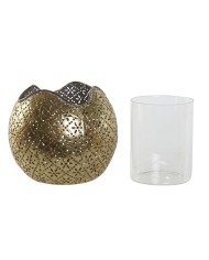 Portacandele Home ESPRIT Dorato Metallo Cristallo 13,5 x 13,5 x 11,5 cm Portacandele Home ESPRIT Dorato Metallo Cristallo 13,5 x 13,5 x 11,5 cm
