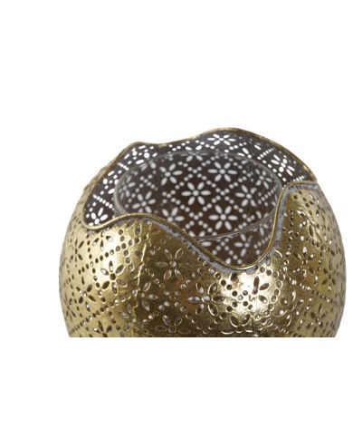 Portacandele Home ESPRIT Dorato Metallo Cristallo 13,5 x 13,5 x 11,5 cm