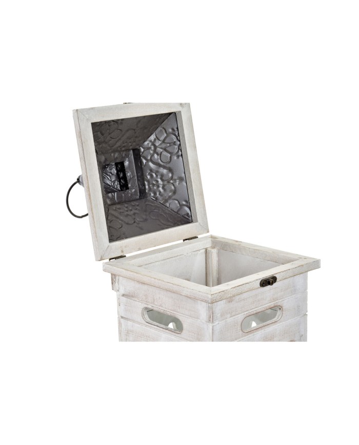 Lampioni Home ESPRIT Bianco Cristallo Abete Etnico Arabo 26 x 26 x 66 cm (2 Pezzi)