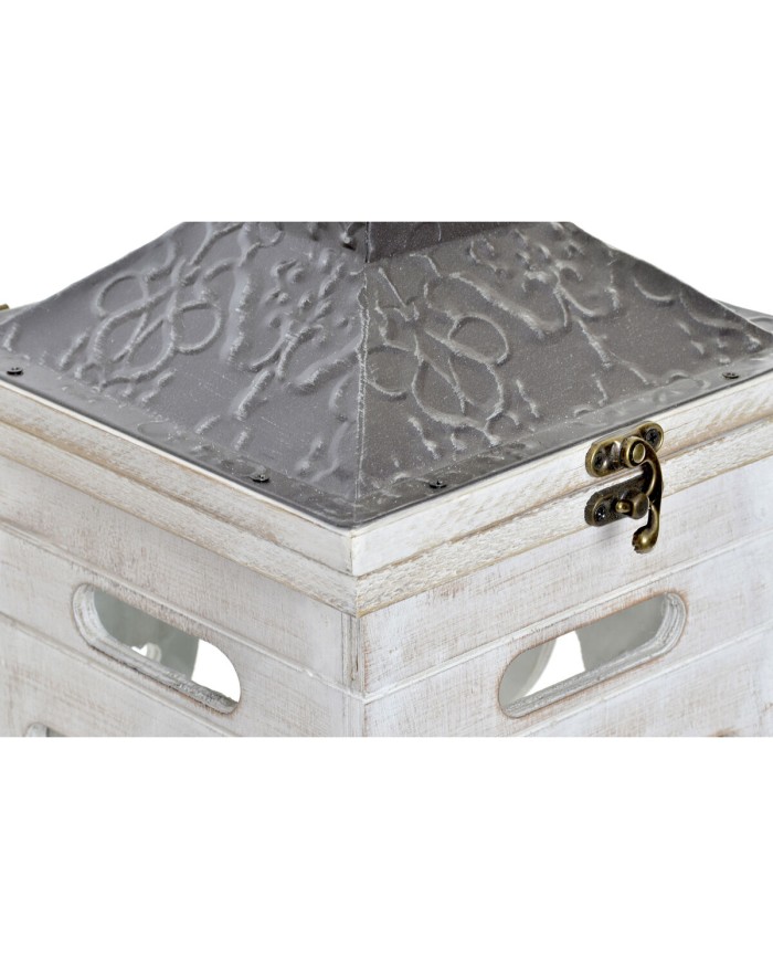 Lampioni Home ESPRIT Bianco Cristallo Abete Etnico Arabo 26 x 26 x 66 cm (2 Pezzi)