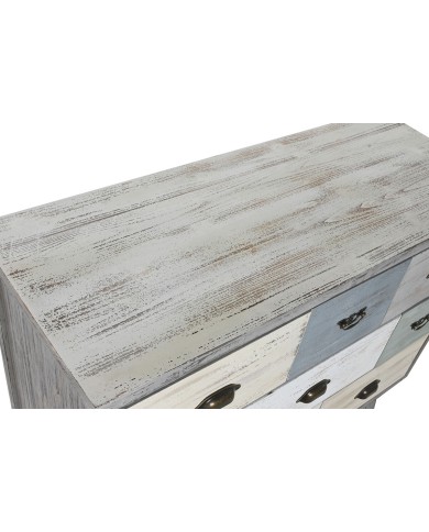 Cassettiera Home ESPRIT Grigio Multicolore Cottage 100 x 40 x 80 cm