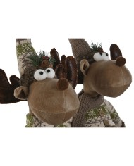 Decorazione Natalizia Home ESPRIT Marrone Verde Renna 25 x 15 x 55 cm (2 Unità)