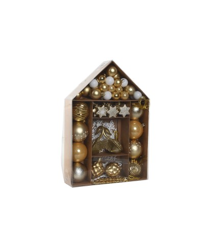 Palle di Natale Home ESPRIT Dorato Polietilene 28 x 7 x 40 cm (70 piezas)