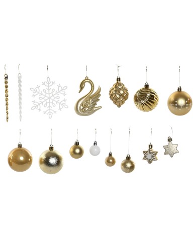 Palle di Natale Home ESPRIT Dorato Polietilene 28 x 7 x 40 cm (70 piezas)