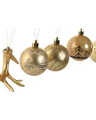 Palle di Natale Home ESPRIT Dorato Polietilene 28 x 6 x 24 cm (55 Pezzi)