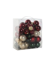 Palle di Natale Home ESPRIT Rosso Verde Polietilene 27 x 12 x 25 cm (50 Pezzi)