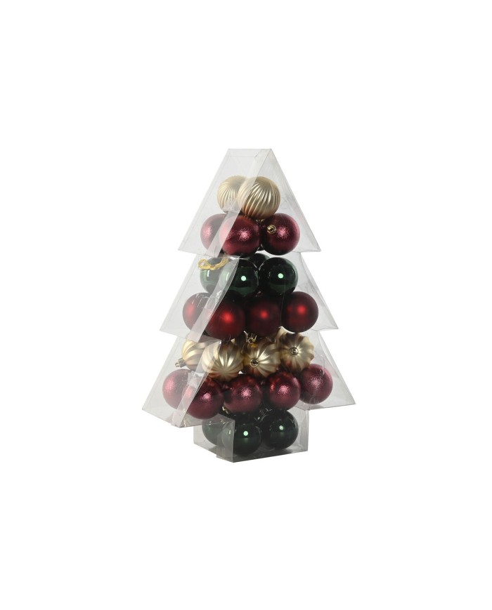 Palle di Natale Home ESPRIT Rosso Verde Polietilene 28 x 12 x 42 cm (34 Pezzi)