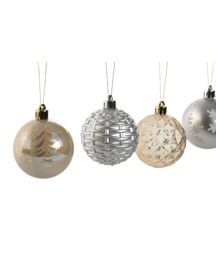 Palle di Natale Home ESPRIT Champagne Argentato Polietilene 16 x 16 x 31,5 cm (30 Pezzi)
