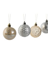 Palle di Natale Home ESPRIT Champagne Argentato Polietilene 16 x 16 x 31,5 cm (30 Pezzi)