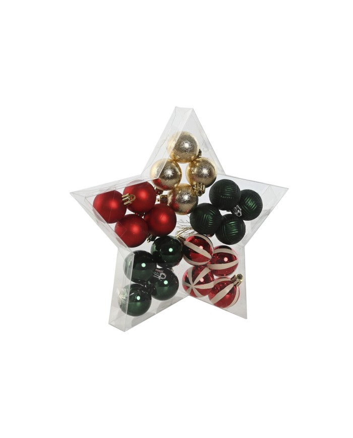 Palle di Natale Home ESPRIT Rosso Verde Polietilene 27 x 4 x 26 cm (20 Pezzi)