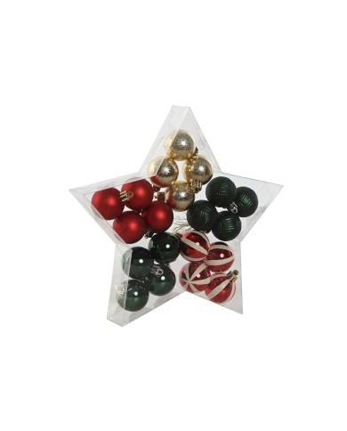 Palle di Natale Home ESPRIT Rosso Verde Polietilene 27 x 4 x 26 cm (20 Pezzi)