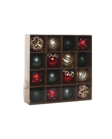 Palle di Natale Home ESPRIT Rosso Dorato Polietilene 32,5 x 8 x 32,5 cm (16 Pezzi)