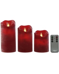 Candela LED Home ESPRIT Rosso 26,5 x 8 x 17 cm (3 Pezzi)