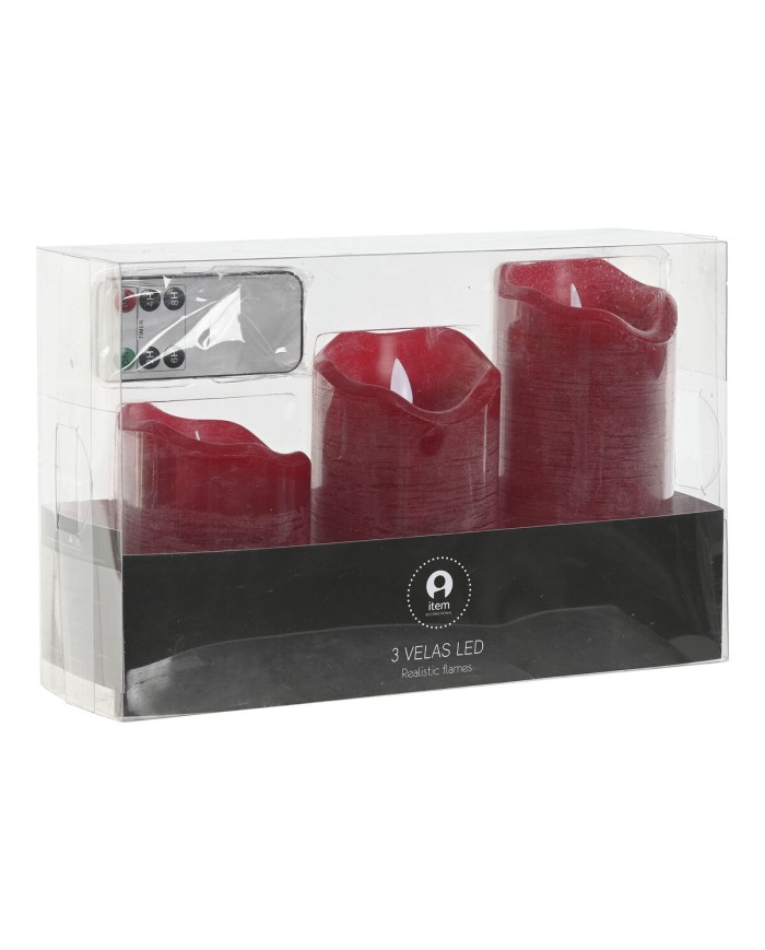 Candela LED Home ESPRIT Rosso 26,5 x 8 x 17 cm (3 Pezzi)