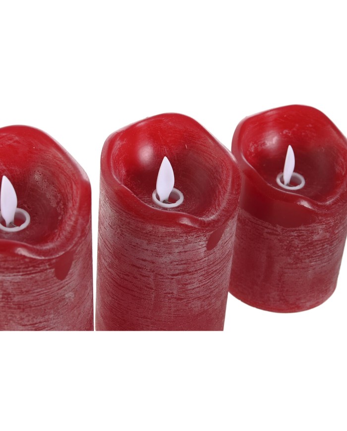 Candela LED Home ESPRIT Rosso 26,5 x 8 x 17 cm (3 Pezzi)