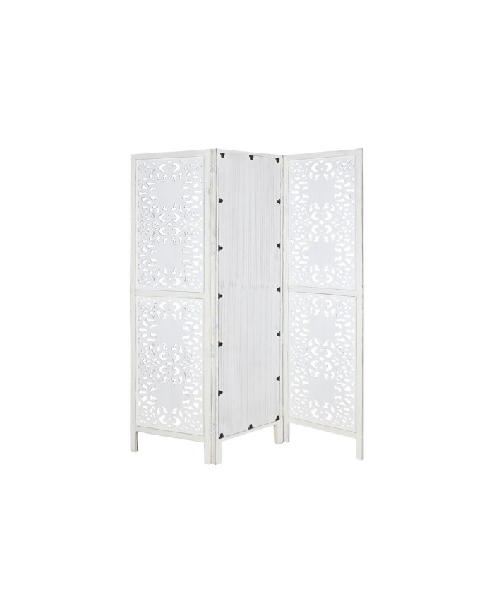 Paravento Home ESPRIT Bianco Legno di mango Specchio 152 x 2 x 182 cm