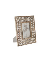 Cornice Portafoto Home ESPRIT Beige Resina Cristallo Marmo Città 18 x 2 x 22 cm