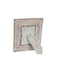 Cornice Portafoto Home ESPRIT Bianco Naturale Cristallo Legno di mango Fiore Indiano 21 x 2 x 26,5 cm