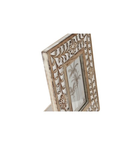 Cornice Portafoto Home ESPRIT Bianco Naturale Cristallo Legno di mango Fiore Indiano 21 x 2 x 26,5 cm Cornice Portafoto Home ESPRIT Bianco Naturale Cristallo Legno di mango Fiore Indiano 21 x 2 x 26,5 cm