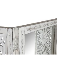 Paravento Home ESPRIT Bianco Legno di mango Specchio 152 x 2 x 182 cm