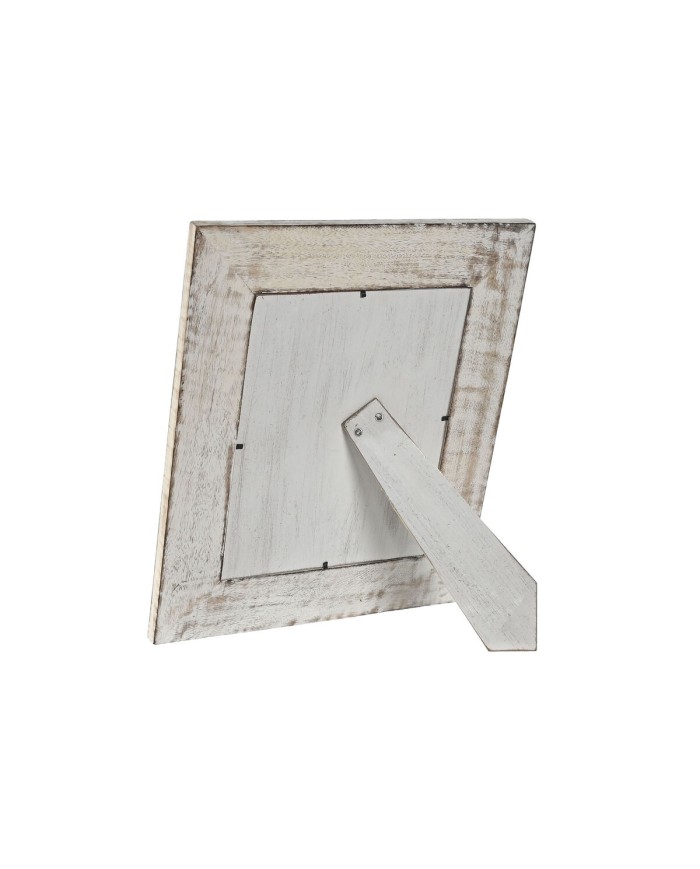 Cornice Portafoto Home ESPRIT Bianco Naturale Cristallo Legno di mango Fiore Indiano 31,5 x 2 x 36,5 cm