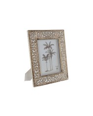 Cornice Portafoto Home ESPRIT Bianco Beige Cristallo polistirene Scandi 19 x 2 x 24 cm (4 Unità)