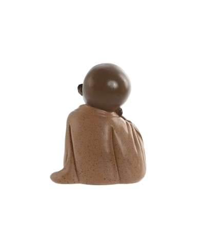 Statua Decorativa Home ESPRIT Arancio Corallo Lime Resina Frate Orientale 10,5 x 9 x 13,5 cm (3 Unità)