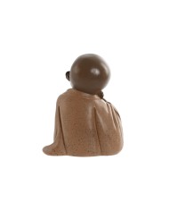 Statua Decorativa Home ESPRIT Arancio Corallo Lime Resina Frate Orientale 10,5 x 9 x 13,5 cm (3 Unità)