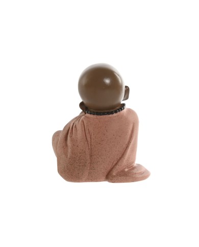 Statua Decorativa Home ESPRIT Arancio Corallo Lime Resina Frate Orientale 8,5 x 7 x 9,7 cm (3 Unità)